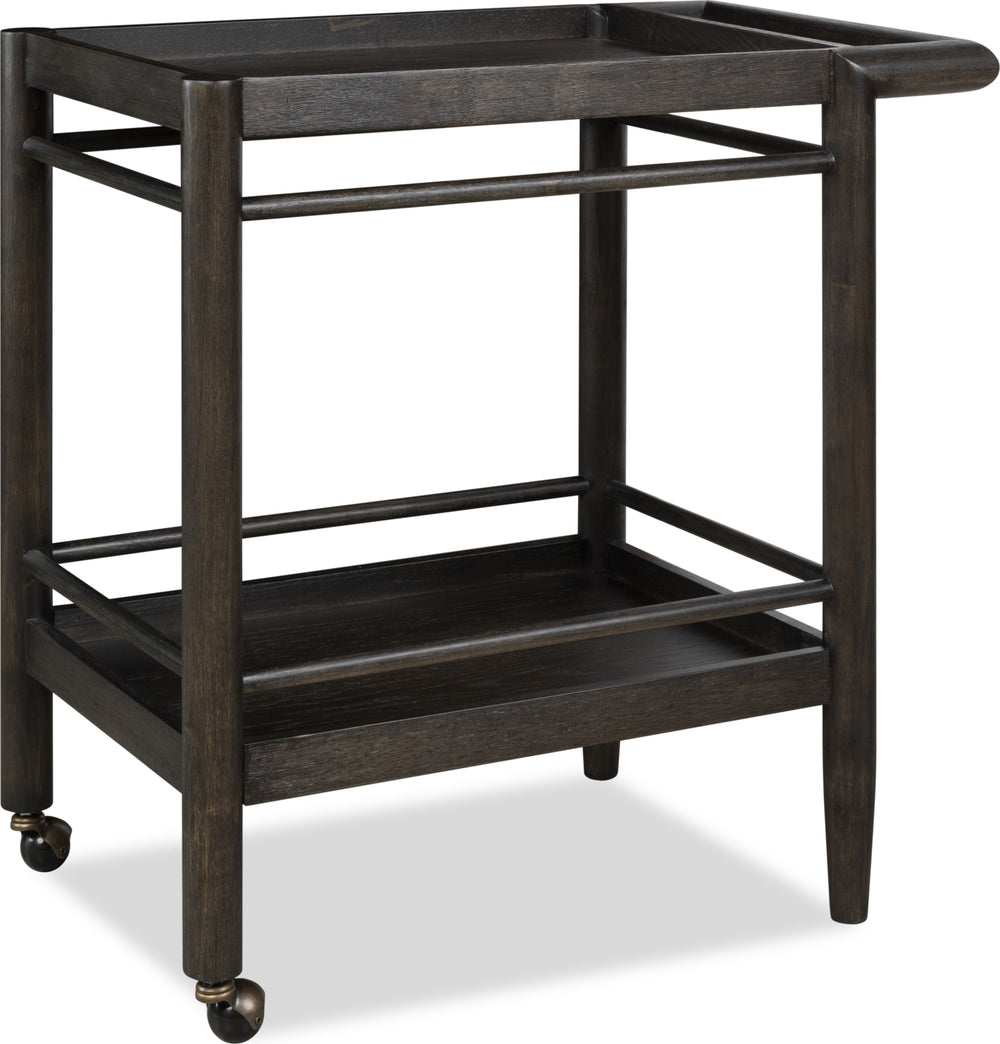 Ridgewood Two Shelf Rolling Bar Cart in Yin - View 3