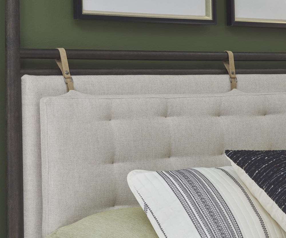 Ridgewood Upholstered Poster Bed in Yin and Turtle Dove Linen - View 2