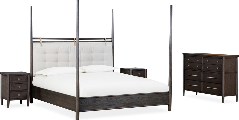 Ridgewood Upholstered Poster Bed in Yin and Turtle Dove Linen - View 7