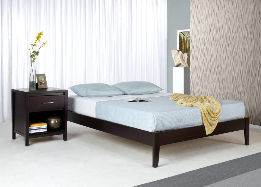 Simple Wood Platform Bed in Espresso - View 3