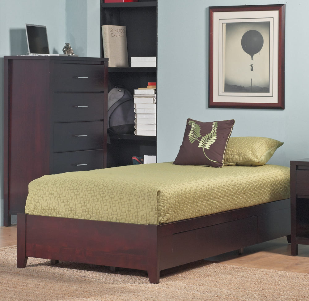Simple Wood Storage Bed in Espresso - View 4