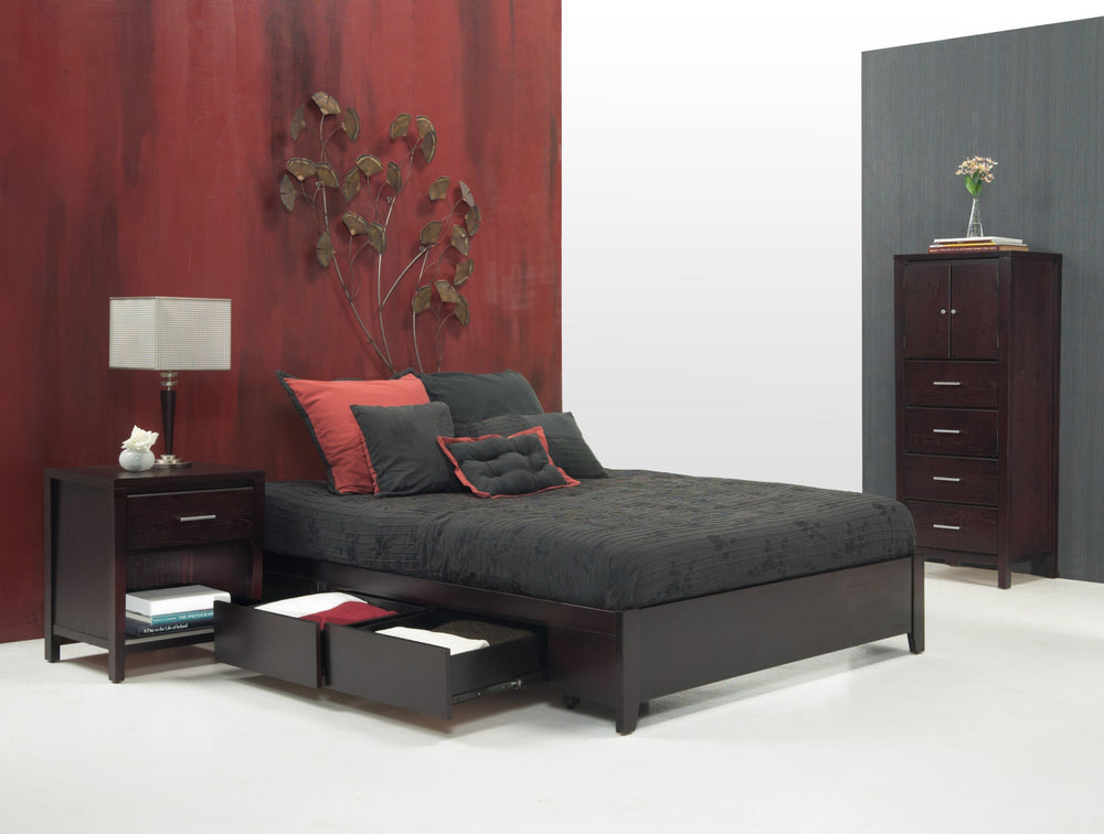 Simple Wood Storage Bed in Espresso - View 8