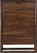 Sterling Five Drawer Acacia Wood Chest in Brown Spice