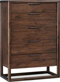 Sterling Five Drawer Acacia Wood Chest in Brown Spice