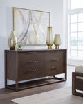 Sterling Six Drawer Acacia Wood Dresser in Brown Spice