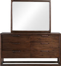 Sterling Six Drawer Acacia Wood Dresser in Brown Spice