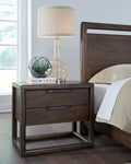 Sterling Two Drawer USB-Charging Nightstand in Brown Spice