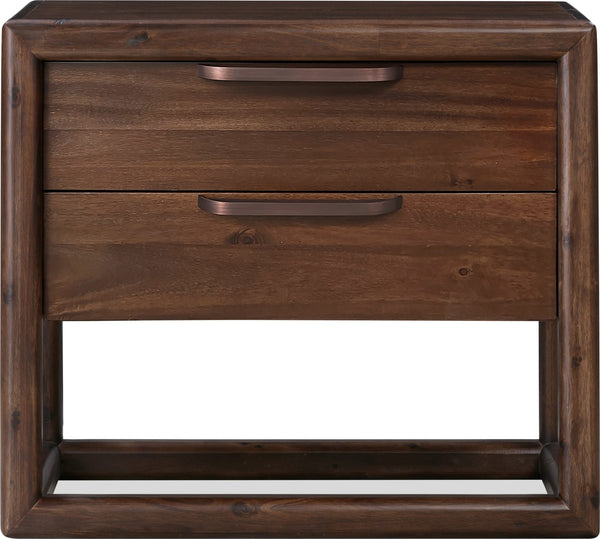 Sterling Two Drawer USB-Charging Nightstand in Brown Spice