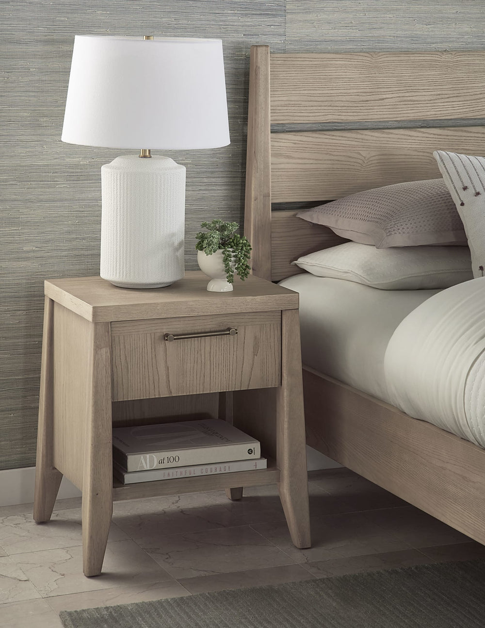 Summit One Drawer One Shelf Ash Wood Nightstand in Ginger