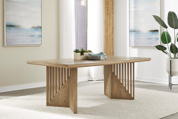 Saratoga Double Pedestal Oak Dining Table in Natural alternate view