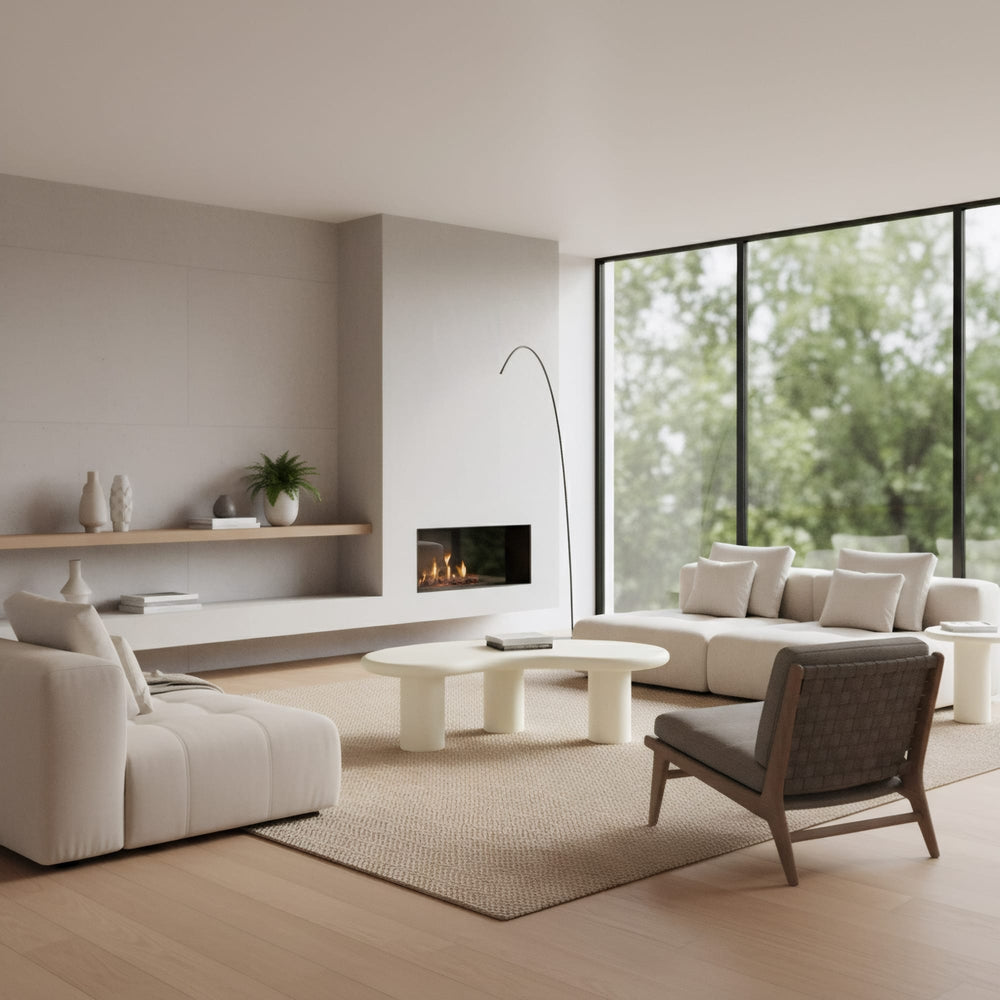 Stanford Tall Wooden Coffee Table in Rice - View 6
