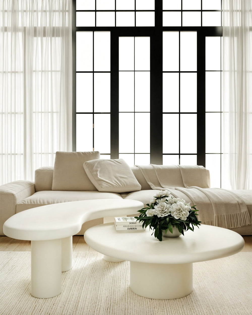 Stanford Tall Wooden Coffee Table in Rice - View 8