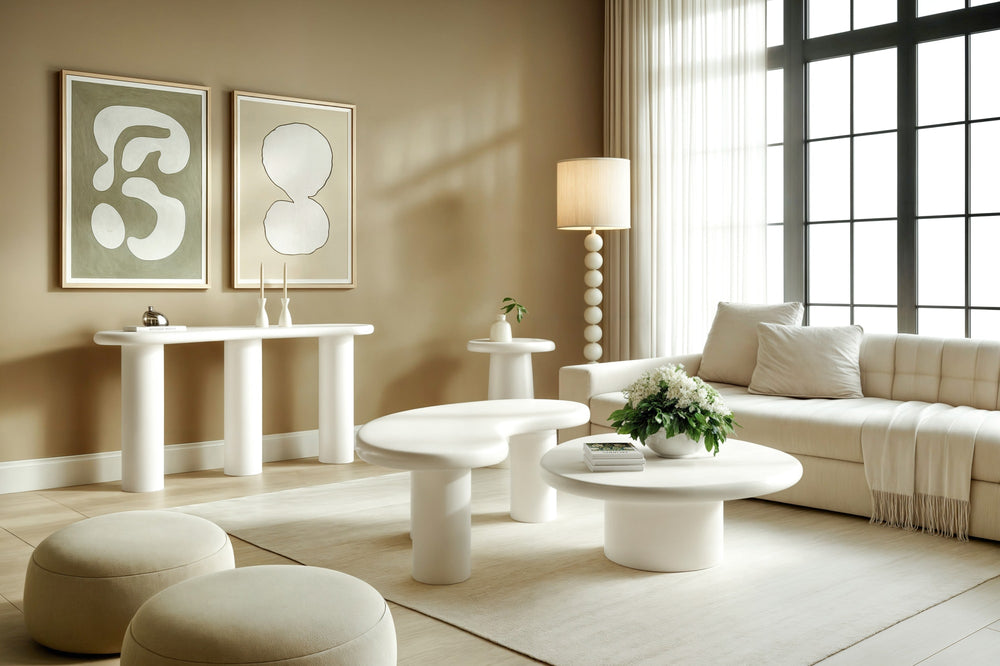 Stanford Tall Wooden Coffee Table in Rice - View 9