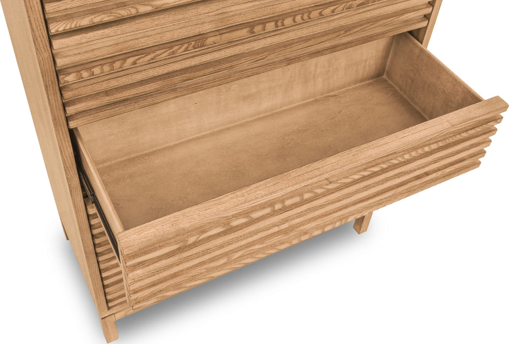 Thornton Five Drawer Ash Wood Chest in Flaxen - View 5