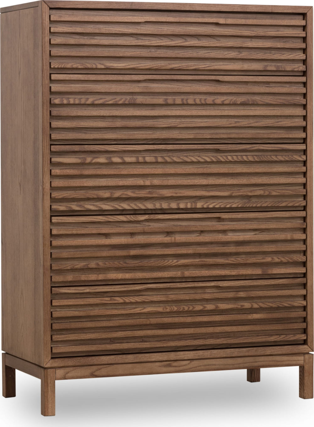 Thornton Five Drawer Ash Wood Chest in Roux - View 3