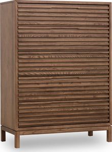 Thornton Five Drawer Ash Wood Chest in Roux - View 3