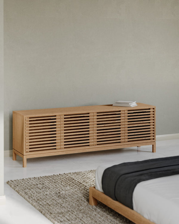 Thornton Four Door Solid Ash Media Console in Flaxen