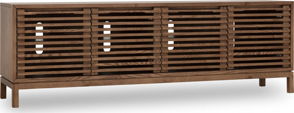 Thornton Four Door Solid Ash Media Console in Roux - View 3