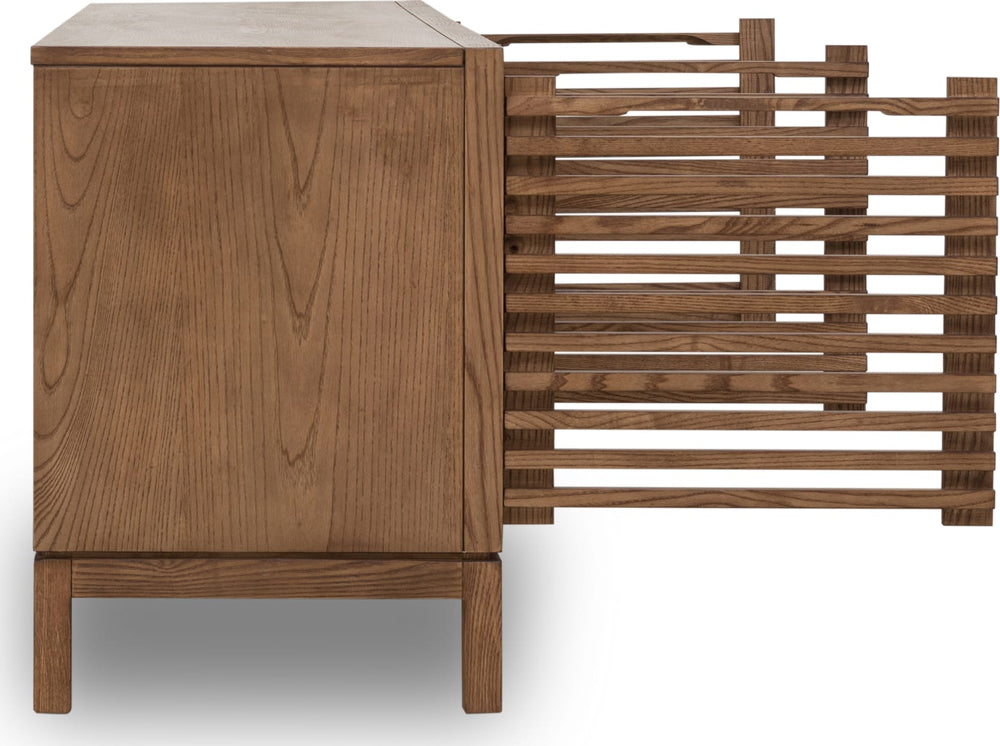 Thornton Four Door Solid Ash Media Console in Roux - View 5