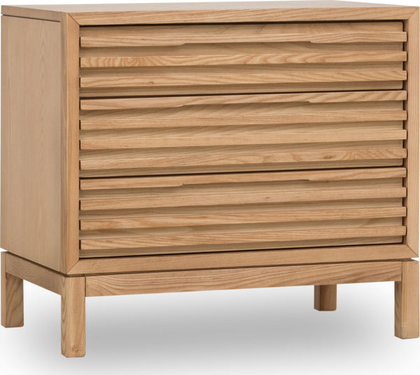 Thornton Three Drawer Ash Wood Nightstand in Flaxen alternate view