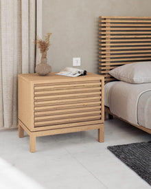 Thornton Two Drawer Ash Wood Nightstand in Flaxen