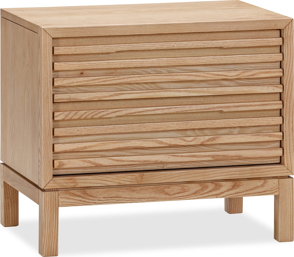Thornton Two Drawer Ash Wood Nightstand in Flaxen - View 4