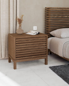 Thornton Two Drawer Ash Wood Nightstand in Roux