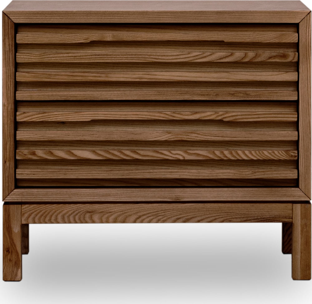 Thornton Two Drawer Ash Wood Nightstand in Roux - View 2