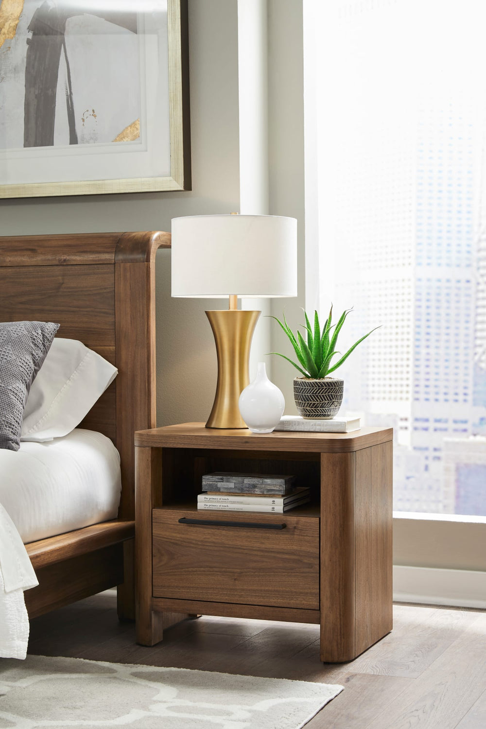 Trenton One Drawer Nightstand in English Walnut