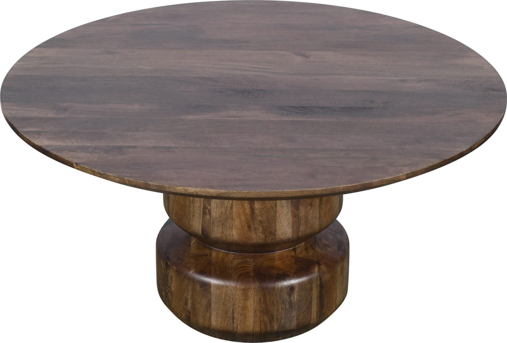 Virton Solid Wood Round Coffee Table in Smoked Brown - View 3