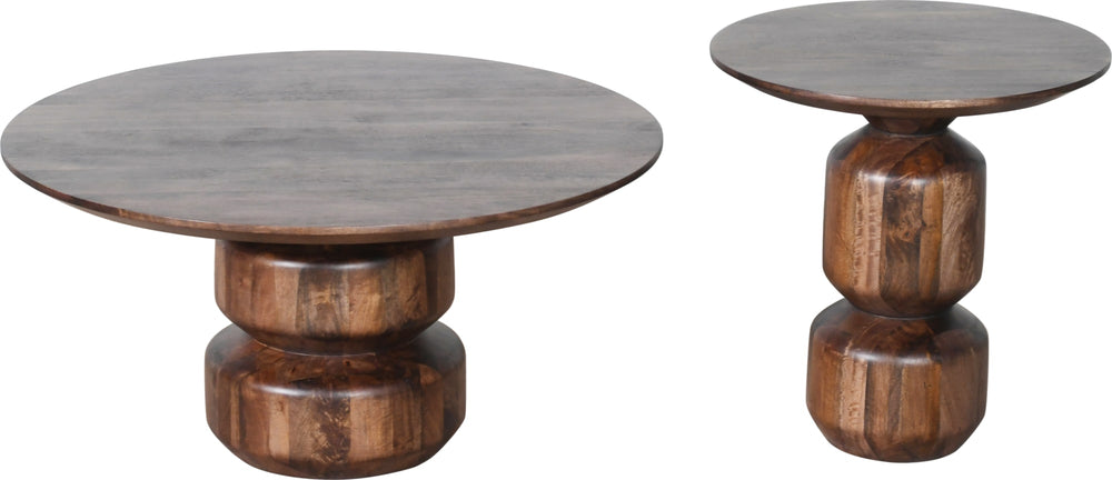 Virton Solid Wood Round Coffee Table in Smoked Brown - View 5