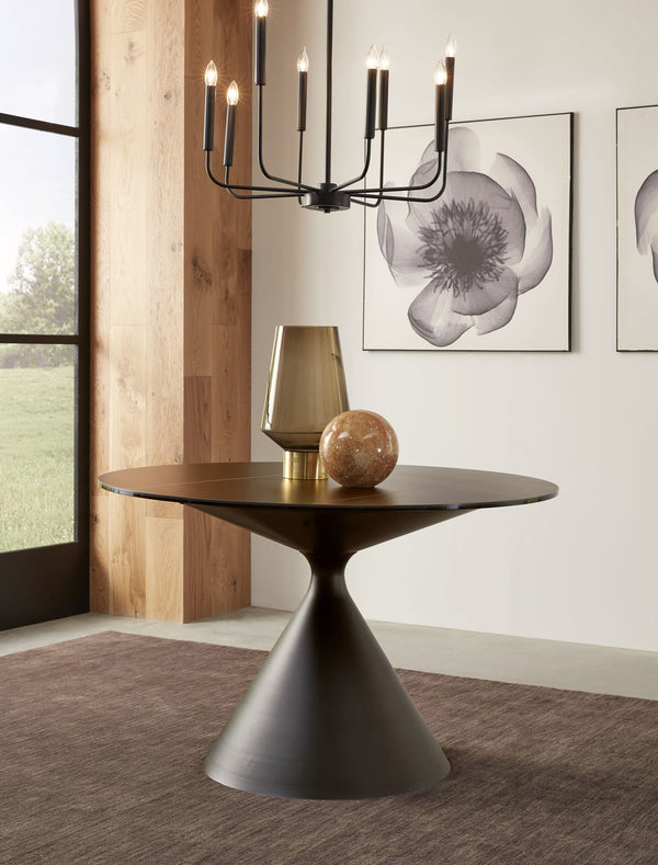 Wentworth Stone Top Metal Base Round Dining Table in Black alternate view