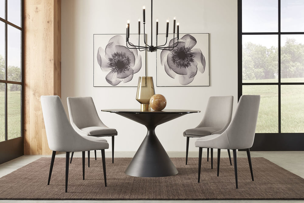 Wentworth Stone Top Metal Base Round Dining Table in Black - View 2
