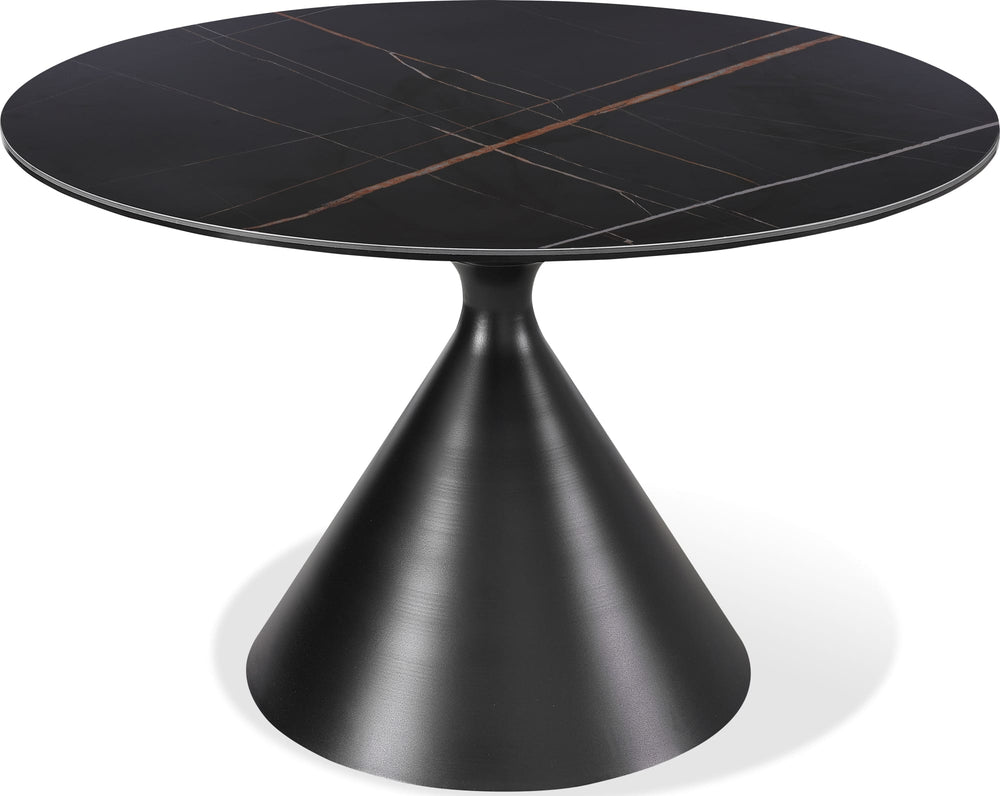Wentworth Stone Top Metal Base Round Dining Table in Black - View 5