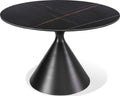 Wentworth Stone Top Metal Base Round Dining Table in Black