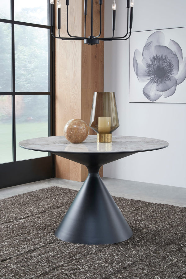Wentworth Stone Top Metal Base Round Dining Table in Grigio alternate view