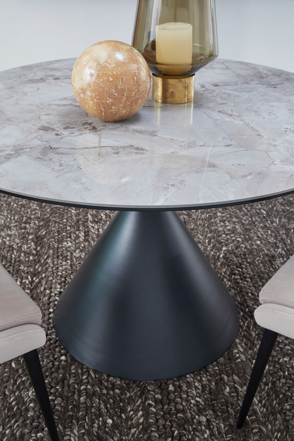Wentworth Stone Top Metal Base Round Dining Table in Grigio - View 2