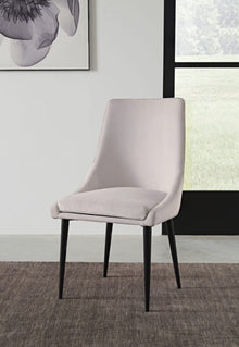 Wentworth Upholstered Metal Leg Dining Chair in Ash Grey and Black