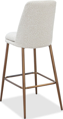 Wyatt Upholstered Bar Stool in Ricotta Boucle and Bronze Metal - View 4