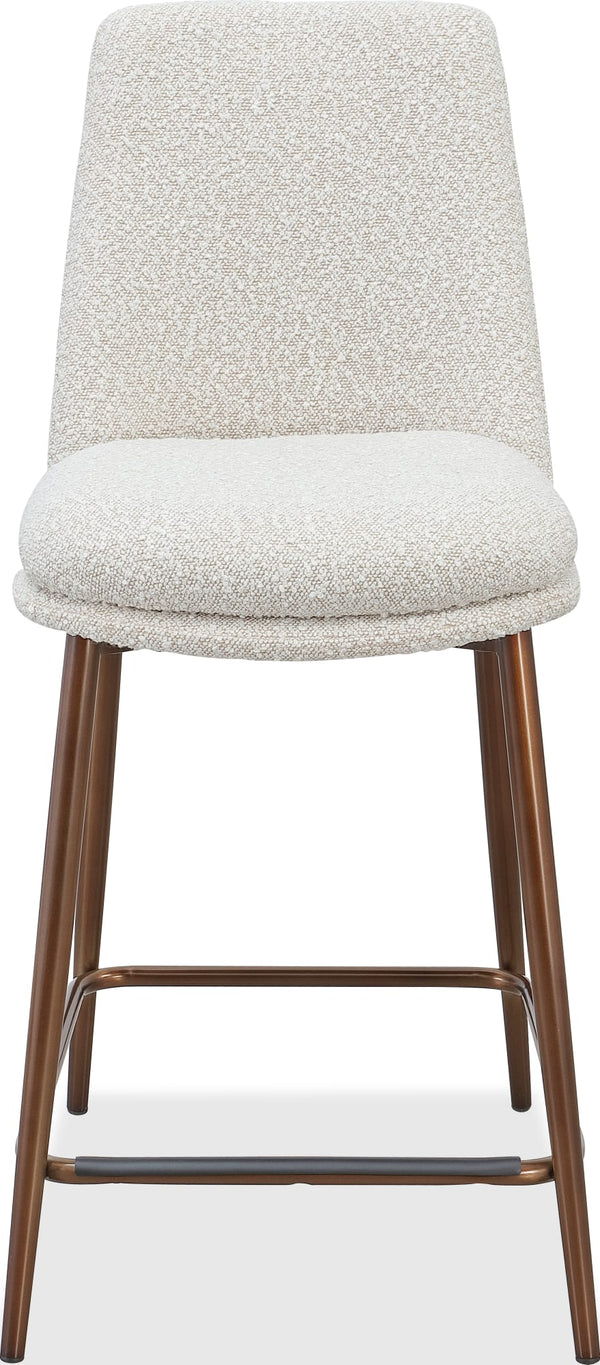 Wyatt Upholstered Counter Stool in Ricotta Boucle and Bronze Metal alternate view