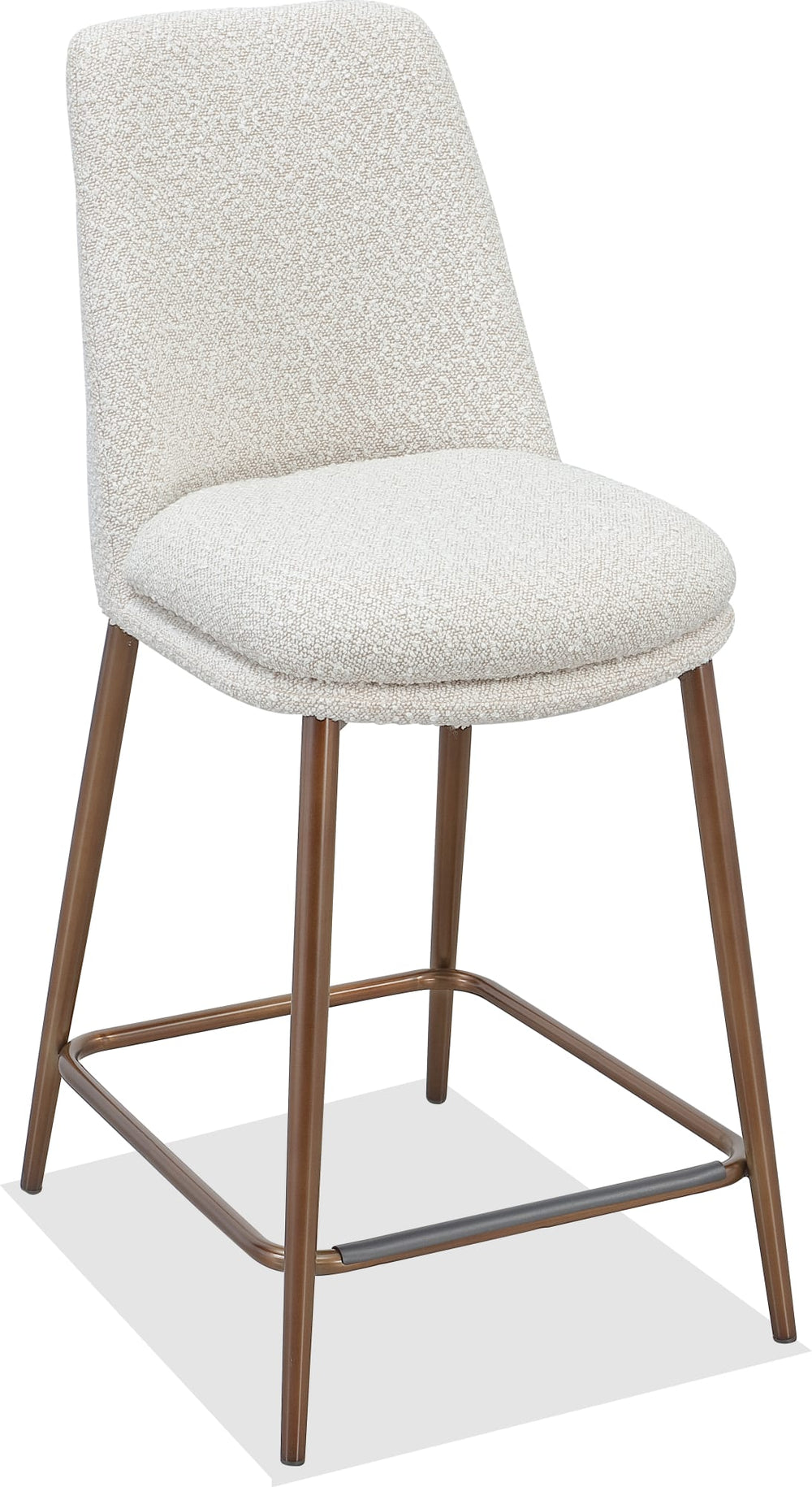 Wyatt Upholstered Counter Stool in Ricotta Boucle and Bronze Metal - View 2