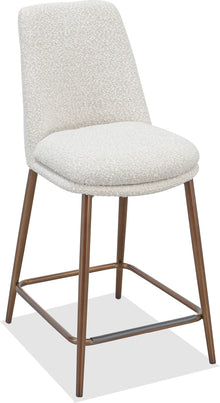 Wyatt Upholstered Counter Stool in Ricotta Boucle and Bronze Metal - View 2