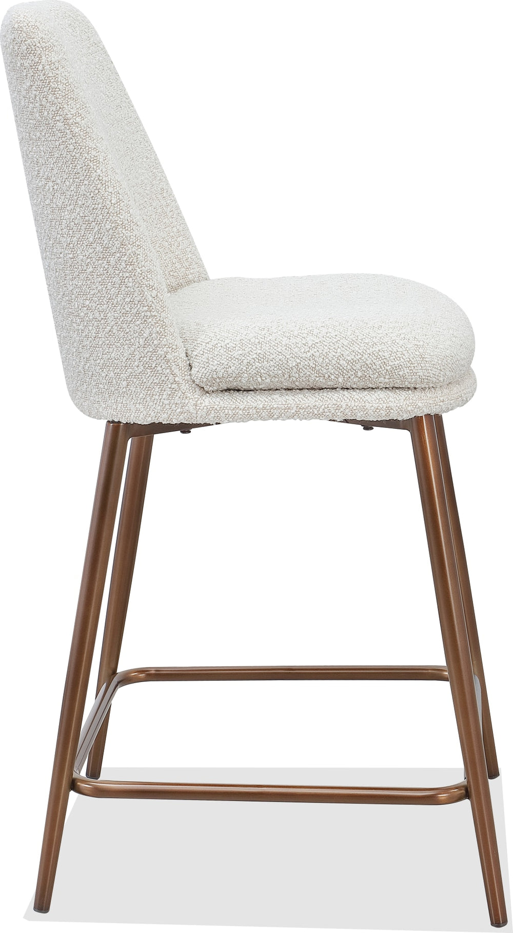 Wyatt Upholstered Counter Stool in Ricotta Boucle and Bronze Metal - View 3