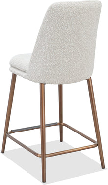 Wyatt Upholstered Counter Stool in Ricotta Boucle and Bronze Metal - View 4