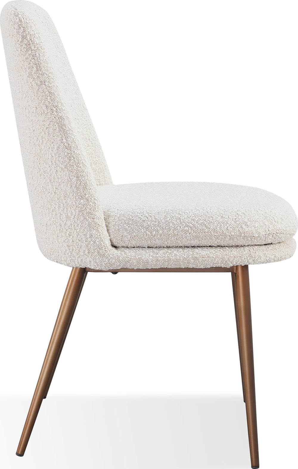Wyatt Upholstered Dining Chair in Ricotta Boucle and Bronze Metal - View 3