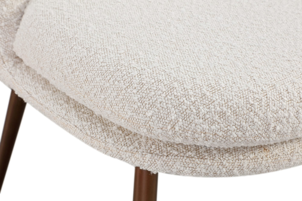 Wyatt Upholstered Dining Chair in Ricotta Boucle and Bronze Metal - View 5