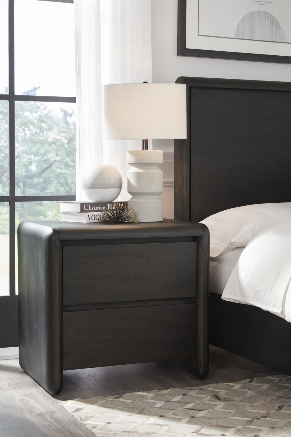 Wexford Two Drawer Acacia Wood Nightstand in Jaguar
