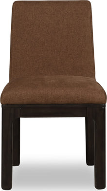 Zermatt Chenille Upholstered Acacia Wood Dining Chair in Pineapple and Jaguar - View 2