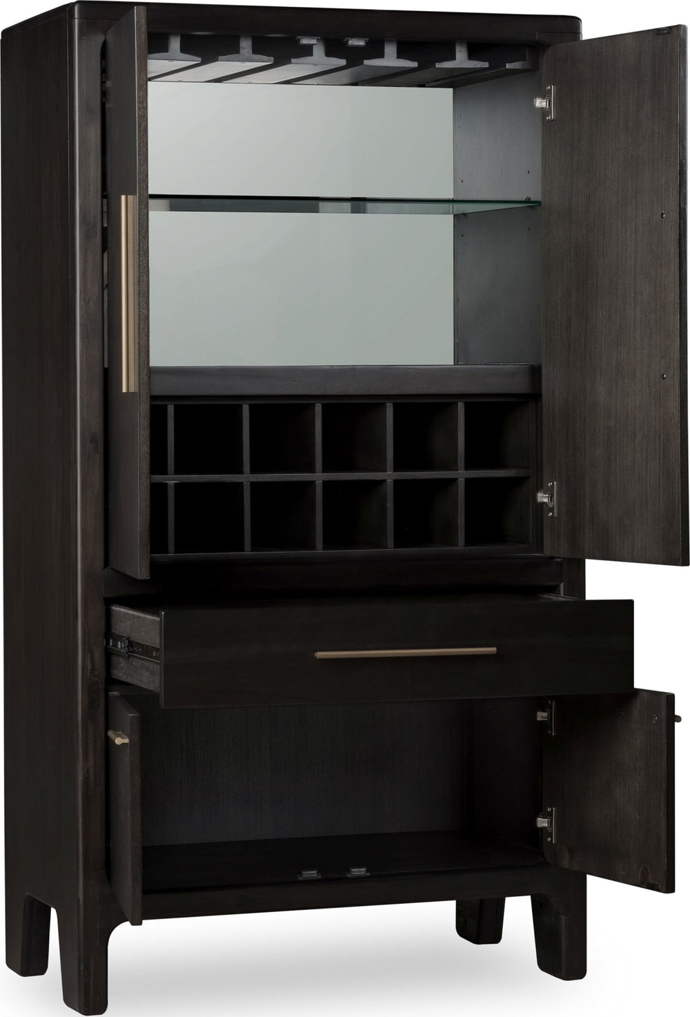 Zermatt Four Door One Drawer Acacia Bar Cabinet in Jaguar - View 5