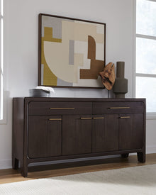 Zermatt Four Door Two Drawer Acacia Wood Sideboard in Jaguar
